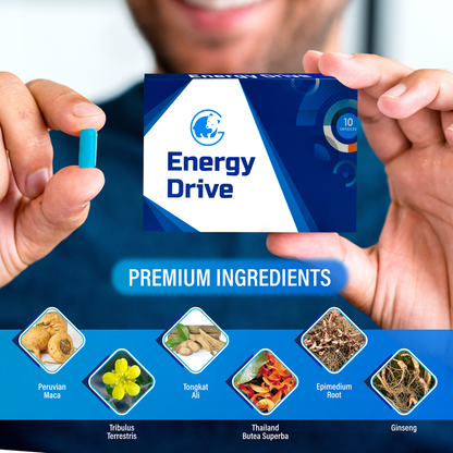 Energy Drive - Male Supplement for Endurance, Vitality, Energy (10 Count Per Pack)